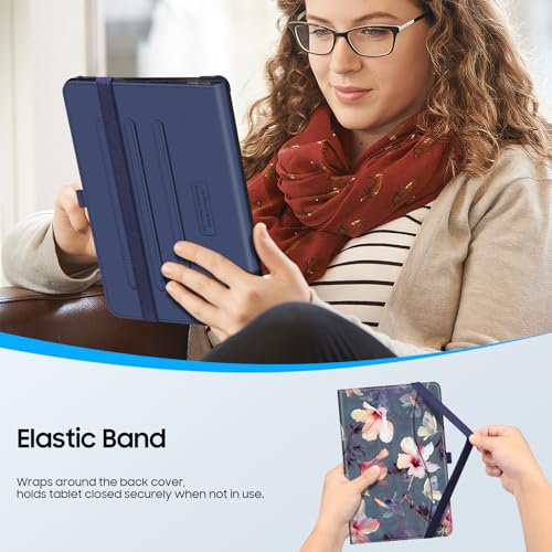 Housse Samsung Galaxy Tab A11 Plus Multi-positions avec Poche Document Fleur - 4