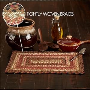 VHC Brands Ginger Spice Table Placemat Orange Red Natural Jute Blend Rectangle 10×15 Inches