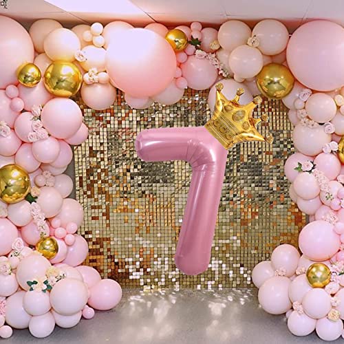 40 Inch Pink Number 9 & Mini Crown Balloon For Birthday Party Decorations, 9Th Birthday Party Decorations Pink Theme Party Balloons Decorations Supplies #TOP2