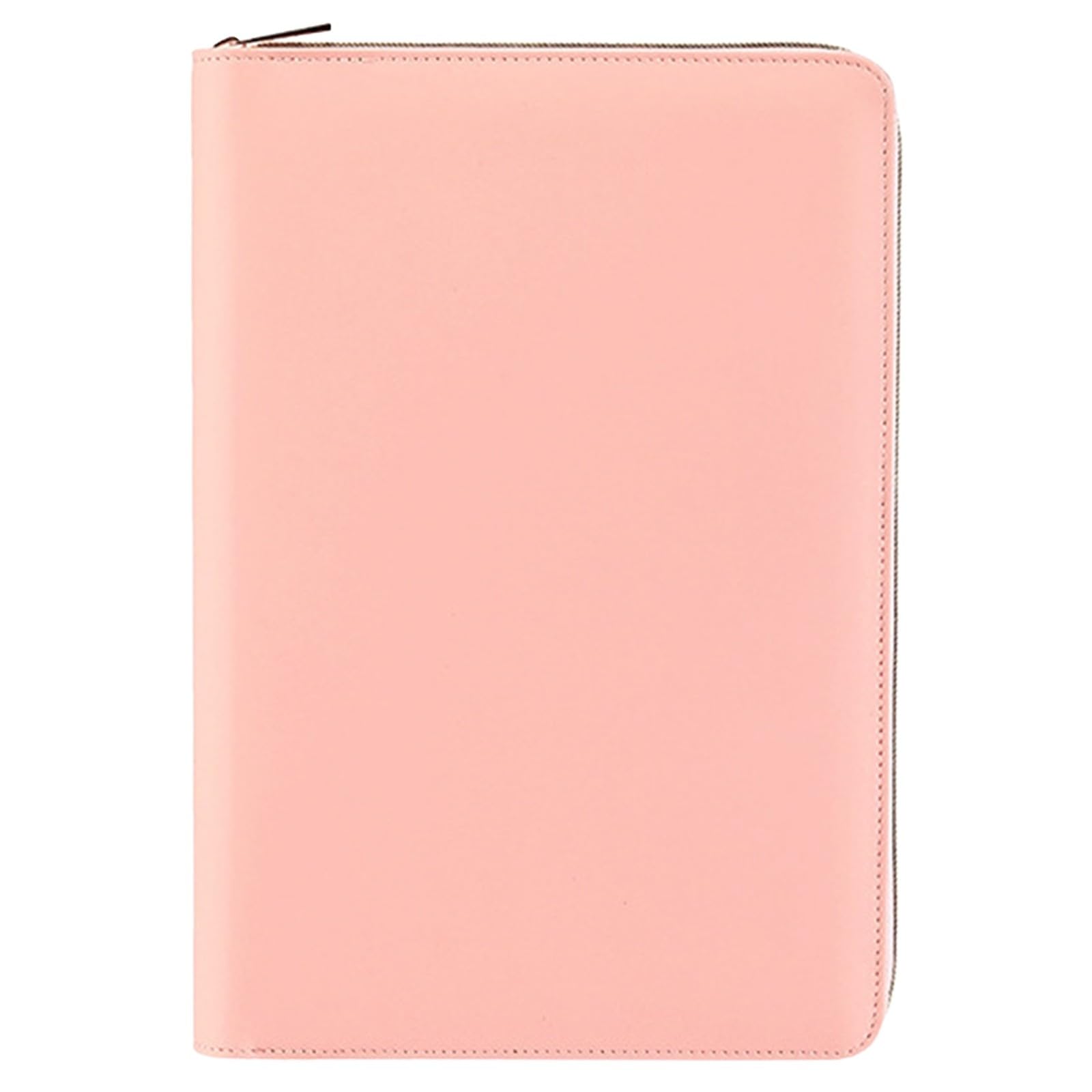 A5 Zipped PU Leather Notebook Lined Journal Organiser Folio Business Meeting Office Writing Notepad Zip Up Leather Journal Gift (Pink, 21 * 13.5)