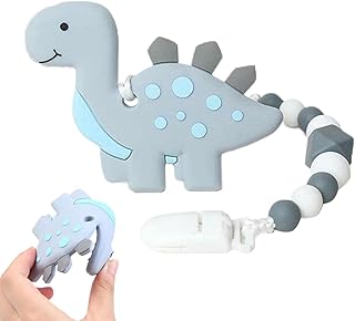 Infant Dinosaur Teething Toy,Dinosaur Silicone Teether Soothe Teething Discomfort and Itching Gums - Food Grade Silicone Teethers for Babies 6+ Months, Teething Relief Baby Chew Toys Pochy