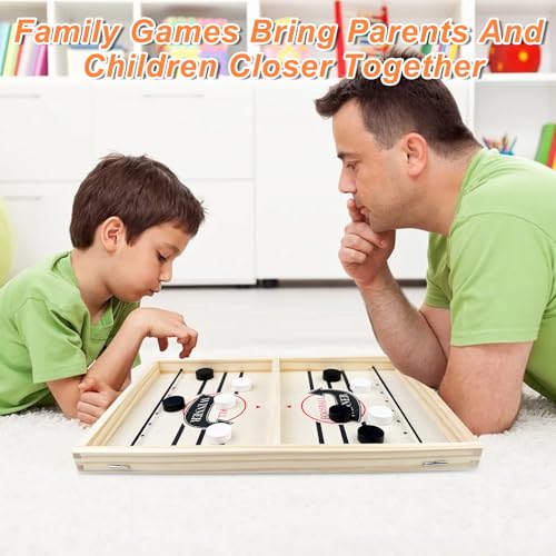 Crihovy Tisch Hockey Spielzeug, Fast Sling Puck Spiel, Tischhockey Holz, Hockey Brettspiel, Bouncing Tischspiel, Portable Schachbrettset Partyspiele Tisch-Desktop-Spiel, Doppelkampf(35 x 22 x 2.3cm)