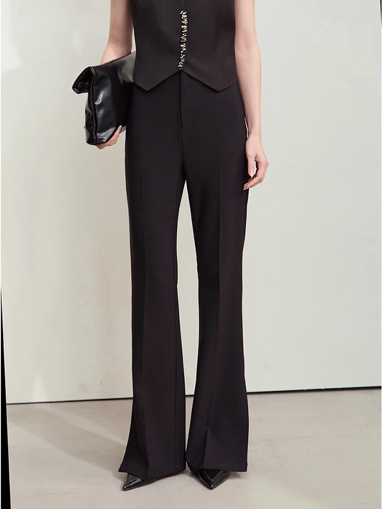 Women's Spring Fall Flare Suit Pants Commuter Slimming Zipper Long Pant Female Bottoms