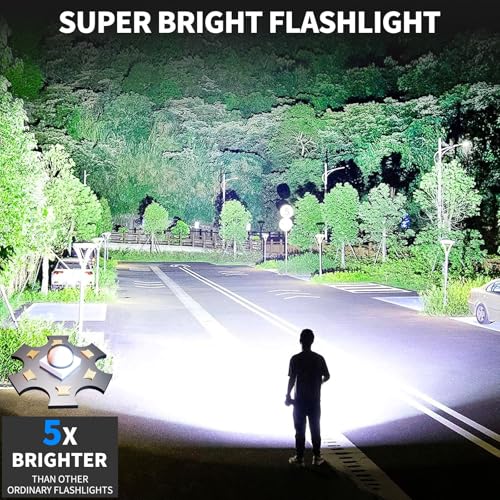 Image of taoquwe Rechargeable LED Flashlights High Lumens, 99,000 Lumen Super Bright Flashlight with 7 Modes & Waterproof, Powerful USB Rechargeable Handheld Flash Light for Camping Home(2 Pack)