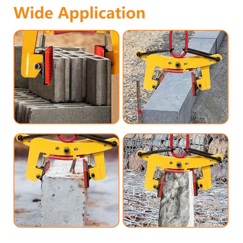 Bordsteinzange, 325kg Plattenheber, Verstellbare Öffnung 6-24cm Durchmesser, Versetzzange mit rutschfesten Gummipads, Steinzange für Marmor, Granit und Bordstein-Transport