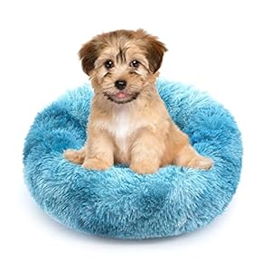 NOYAL Calming Dog Bed Donut Anti Anxiety Fluffy Dog Bed for Small Medium Dog and Cat