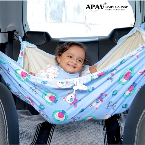 Image of Carr Juhla | Cotton Travel palna | Portable Hanging Zula for Safe Naps | Car Jhula with Mosquito Net | for Road Trips & Car Naps