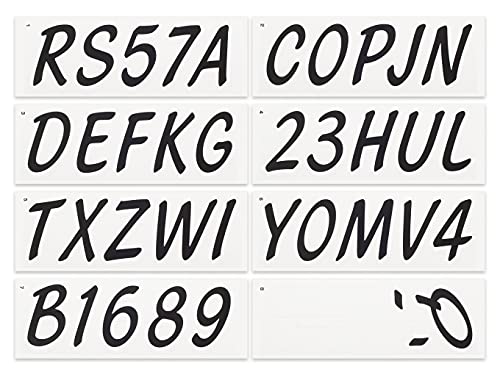 Image of Whipline Solid Black /White 3 inch Alpha-Numeric Registration Identification Numbers Stickers Decals for Boats & Personal Watercraft