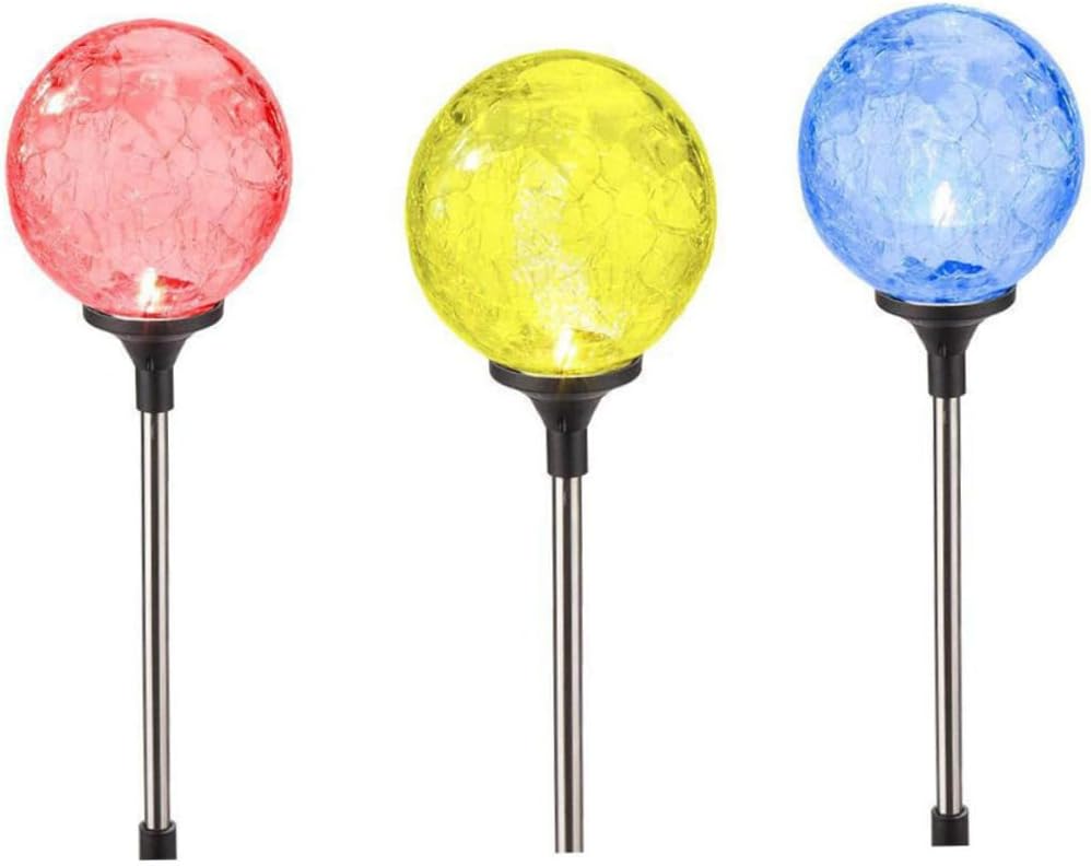 VILLCASE 4pcs Solar Color Changing LED Garden Lights Waterproof Glass Ball Stake Lamps for Lawn Decoration Solar Powered Outdoor Landscape Lighting