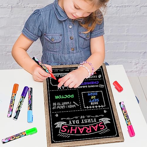Eaone First And Last Day Of School Chalkboard With 8 Color Chalk Markers, 12" X 16" Wood Framed Double-Sided Blackboard 1St Day Of School Sign For All Grades Kids #TOP7