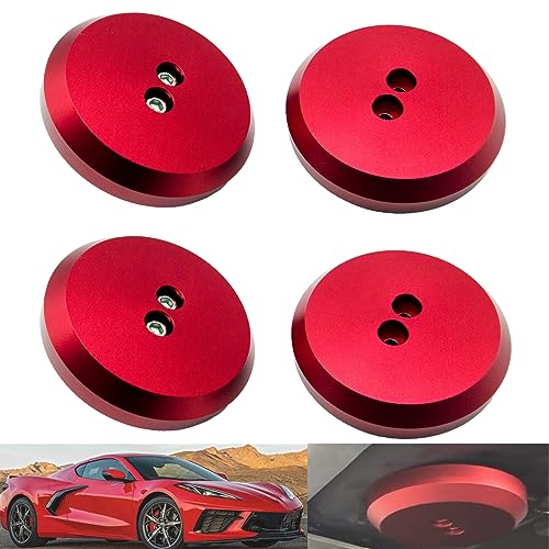 Image of 4 Packs Jack Pad Adapter, Aluminum Jacking Puck, Billet Floor Jack Pads Compatible with Chevrolet Corvette C5 C6 C7 C8 Z06 Zr1 and Most Porsche Frame Rail (Red)