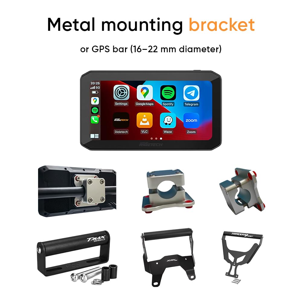 Schermo CarPlay Moto 6.25" Laridetech Titan 6 – Apple CarPlay Android Auto, GPS Navigazione Moto, Dashcam, Schermo Moto Impermeabile Universale (Titan 6 Start)