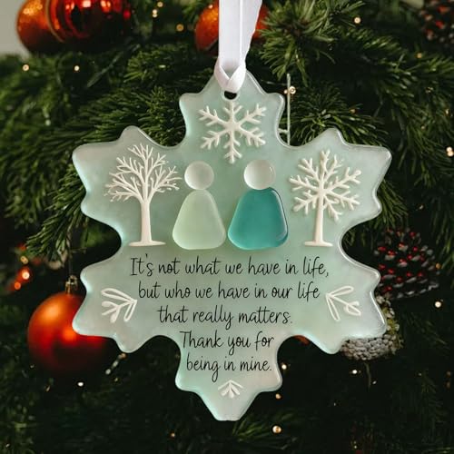 Sea Glass Friendship Decor Pendant Christmas Tree Hanging Ornaments 2D Flat Acrylic Snowflake Christmas Ornaments Anniversary Graduation Gifts Seasonal Art Souvenir Home Decor for Best Friends - Image 4