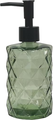 Miniatura 12 de Dispensador de jabón de baño marrón con bomba de plástico negro, dispensador de loción de vidrio de 12 onzas, dispensador de jabón de manos de