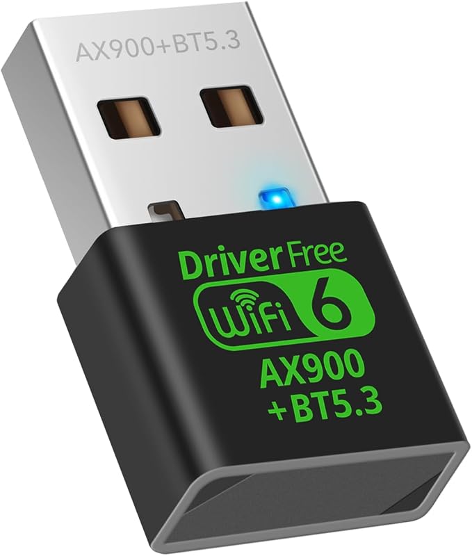 2-in-1 USB WiFi 6 Bluetooth 5.3 Adapter for PC/Laptop – 900Mbps | 4dBi Antenna–Dual Band 5G/2.4GHz – Built-in Driver – for PC/Laptop/Desktop – Windows 10/11 Compatible