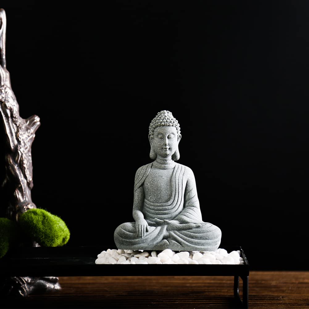 ZYWUOY Resin Stone Aquarium Decorations, Garden Ornament Sitting Buddha Resin Stone Zen Effect Outdoor Indoor Statue