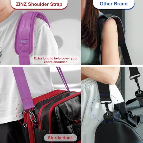 Image of ZINZ 74 inch Shoulder Strap with Fixed Pad and Dual Balanced Buckles,Purple