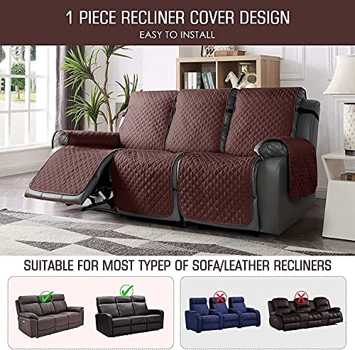 Funda de sofá reclinable de 3 plazas acolchada en color marrón protector para perros de 193cm 3