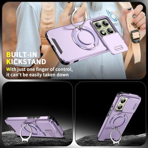ILING Case for HONOR X6C, Matte Texture Hard PC Silicone TPU Bumper Military Grade Shockproof Cover, with Magnetic Ring Kickstand and Slide Camera Cover (Purple) - Image 6