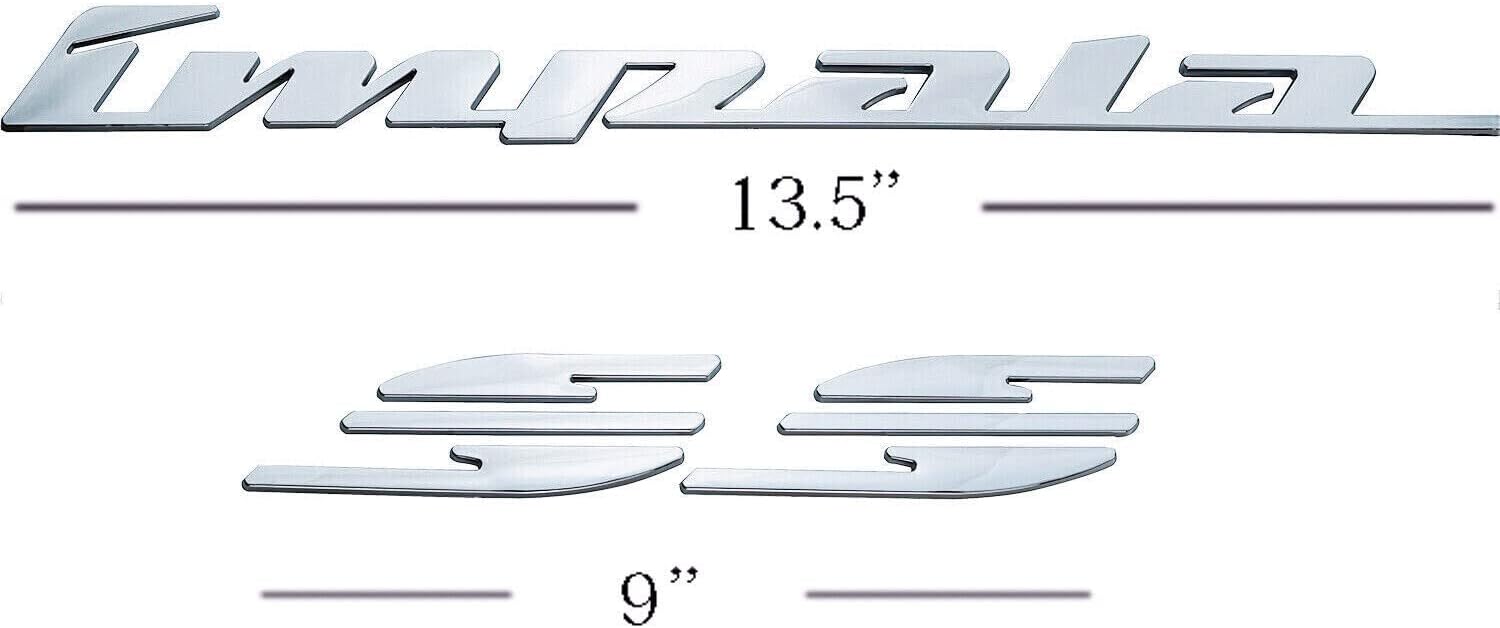 2Pcs 94-96 Impala Ss Rear Quarter Panel Emblems 3D Letter Badge Car Decal Nameplate Replacement for SS (Chrome)