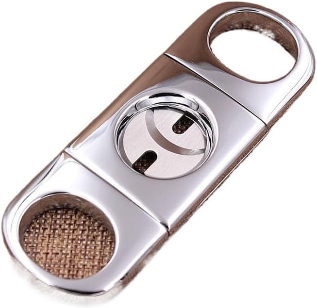 Metal Cigar Cutter Knife Double Blades Holder Guillotine Sharp Portable Gadgets Scissors Enhance Accessory Men Gift(C)