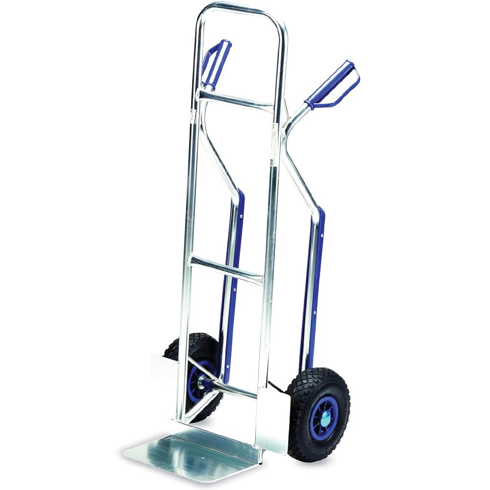 Virsus Carrello Portapacchi Professionale in ALLUMINIO, misura 53x48x118 cm, Maniglie di Sicurezza Blu e 2 Ruote Pneumatiche, Montacarichi per trasporto di carichi pesanti, Portata Massima 150 Kg -751