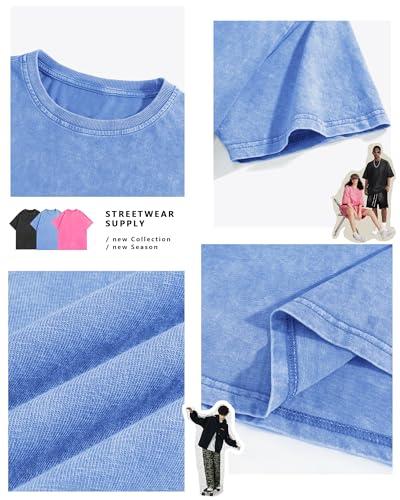 Mens Oversized T Shirts Vintage Cotton Acid Wash Heavyweight Loose Fit Tees Shirts Unisex Basic Tops for Men Women4