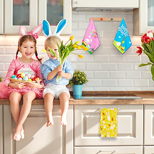 Ruisita Set Of 4 Happy Easter Dishtowels, 18 X 28 Inch Soft Absorbent Easter Colorful Rabbits Spotted Eggs Dish Towels Oversized Decorative Dishtowels For Kitchen, Home #TOP5