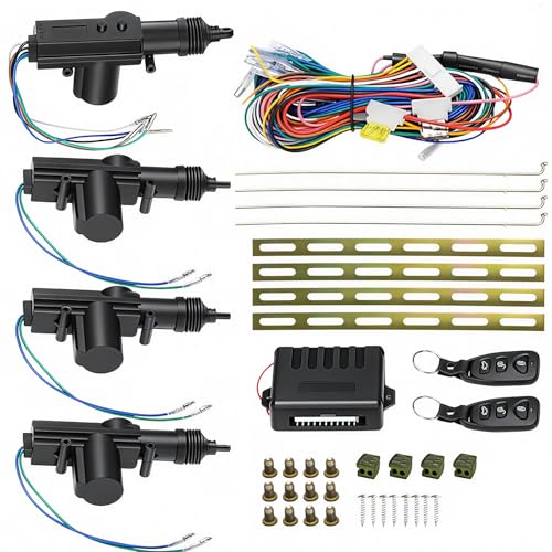 Chiusura Centralizzata Auto da 12V, Kit Chiusura Centralizzata Auto a 4 Porte con 2 Telecomandi, Sistema di Accesso Senza Chiave, Attuatori per Porte Inclusi, Supporto per Apertura Bagagliaio