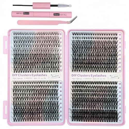 VEGCOO 800 Pièces Faux Cils Individuel, 30-40-50-60D, Kit d'extensions de Cils, Faux Cils Naturels Courbés, Cluster Lashes 9-16 mm pour Usage Personnel et Domestique