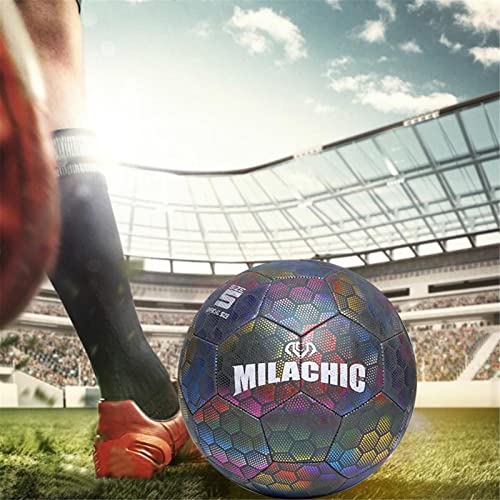 光るサッカーボール 4号球/5号球 暗闇で光るサッカーボール 夜光 リフレクティブフットボール トレーニングサッカーブライトリフレクティブナイトゲームストリート インドア アウトドア用 練習用ボール 検定球 一般/大学/高校/中学男子 室内室外 強い衝撃 防水 9枚目