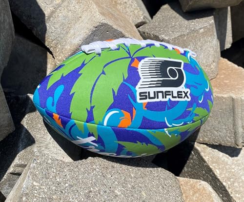Sunflex® Neopren American Football Tropical Wave | sehr griffig und lässt Sich ideal Werfen und Fangen | Ball weich und leicht für den Strand und den Garten | extrem robust und für Jede Altersgruppe