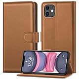ivencase Coque pour iPhone 11, étui Cuir PU Magnétique [Pochette de Portefeuille], Housse de Fonction Stand Video Porte Carte Credit à Rabat Case  Brun