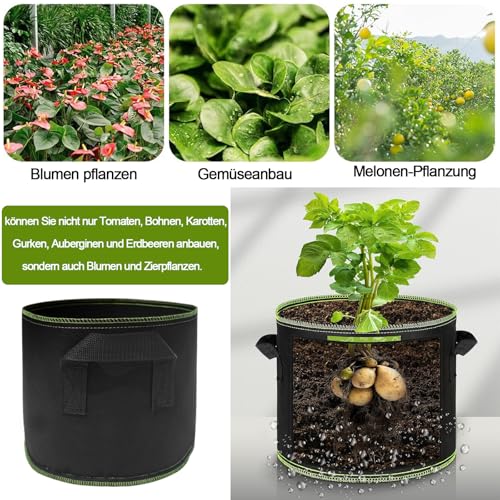 Bolsas de cultivo de 12 litros de tela no tejida transpirable con asas para huerto urbano 6