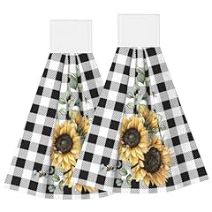 Sunflower on Black and White Buffalo Checked Plaid