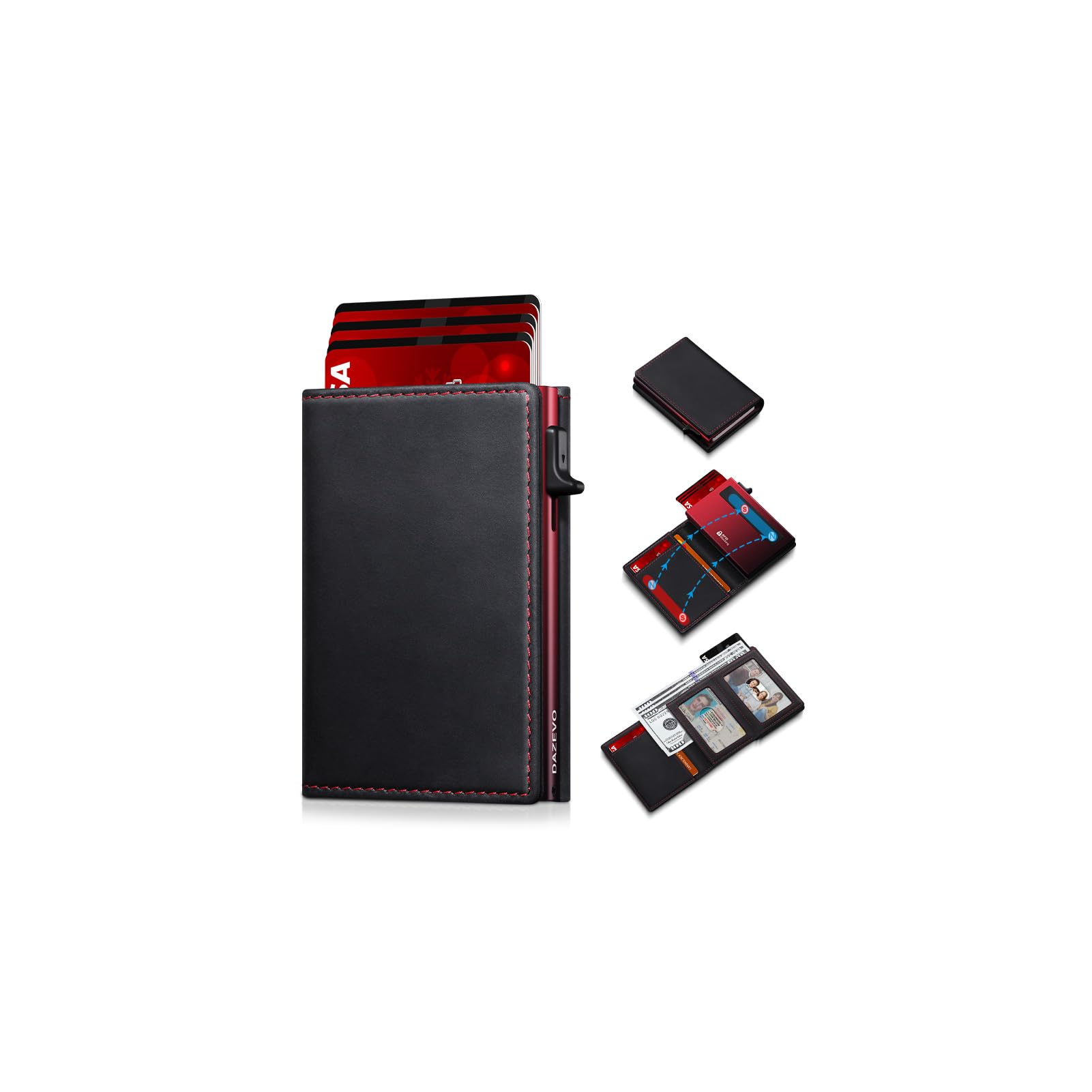 Wallet for Men Full Grain Leather Wallet with 2 ID Windows RFID Blocking