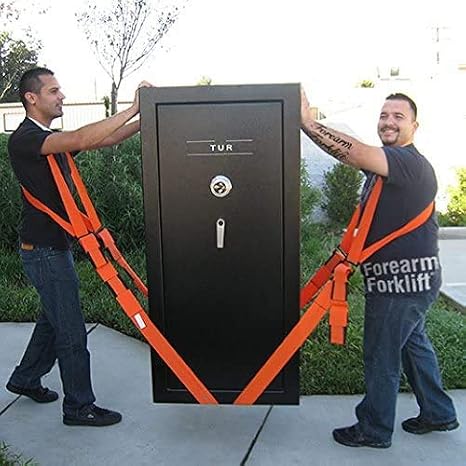 Forearm Forklift Shoulder Harness – Orig. Model - Lift and Move Furniture, appliances, Supports up to 800 lb. Moving Harness Set, 4 Harnesses and 4 Center Straps That are ea 9’4” Long, 2 Pack, Orange
