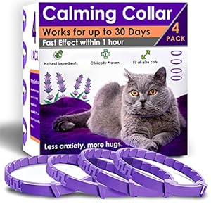 4 Pack Calming Collar for Cats – Pheromone Cat Calming Collar Cat Anxiety Relief and Stress – Adjustable Water Resistant Breakaway Calming Collars Natural Ingredients Pheromones Rapid Effect