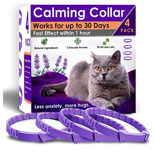 PetAtlas 4 Pack Calming Collar for Cats – Pheromone Cat Calming Collar Cat Anxiety Relief and Stress – Adjustable Water Resistant Breakaway Calming Collars Natural Ingredients Pheromones Rapid Effect