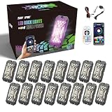 SUNPIE 16 Pods RGBW Rock Lights with 3.4M Extension Wires and Switch Wire