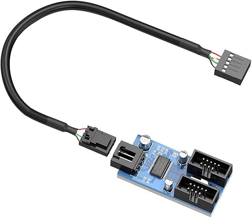 Image of Motherboard USB 2.0 9pin Header 1 to 2 Extension Hub Splitter Adapter - Converter MB USB 2.0 Female to 2 Female - 30CM Cable USB 9-pin Internal Cable 9 pin Connector Adapter Port Multiplier updated