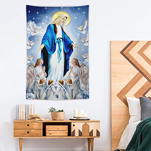 Apojdsn Christmas Nativity Scene Tapestry Manger Jesus Statue Virgin Mary Tapestry Wall Hanging Christian Religion Wide Wall Art For Christmas Church Bedroom Living Room Dorm Home Decor 40X60 Inch #TOP3