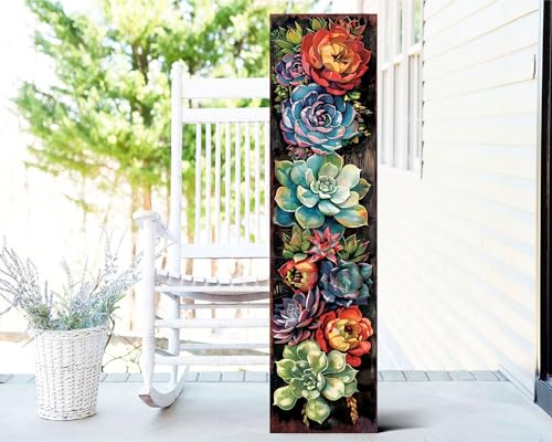 Spring Porch Sign with Succulent Design | Front Door Porch