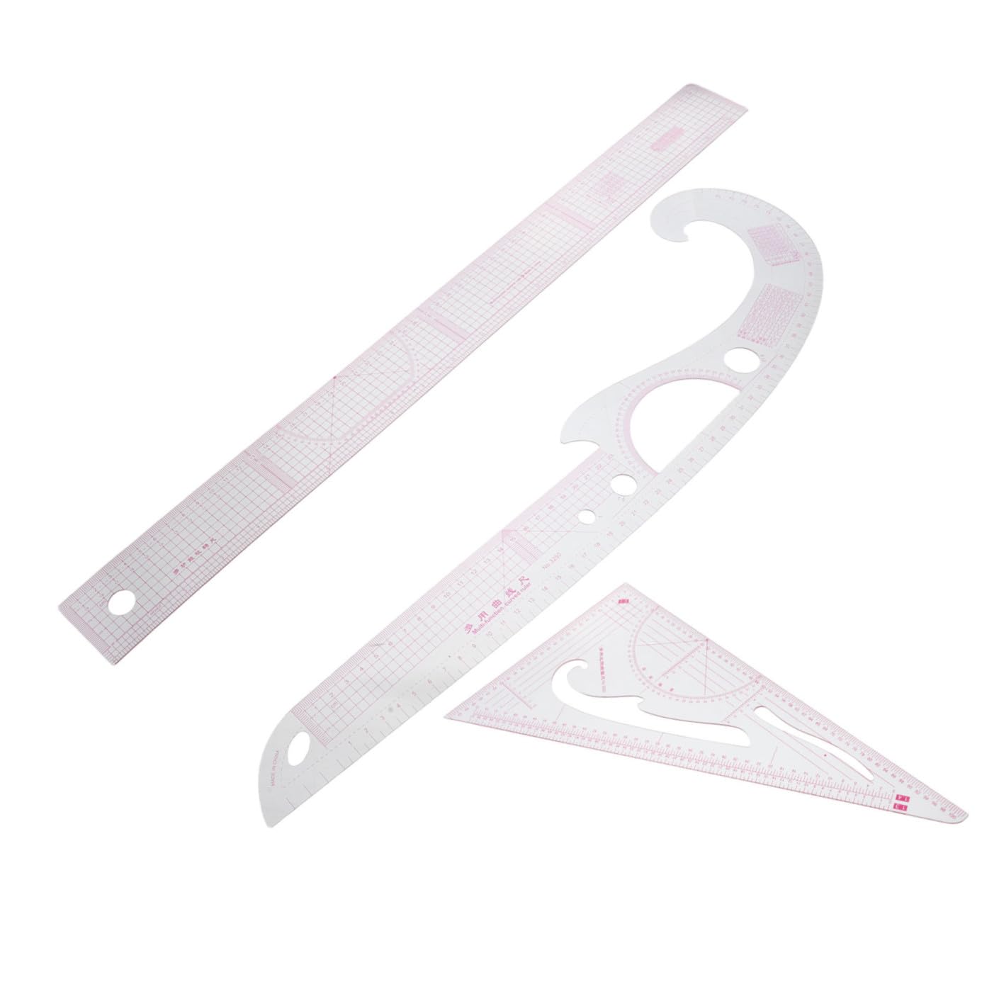 3pcs Sewing Ruler Set for Garment Making French Curve and Template Rulers, High Precision Cutting and Measuring Tools for Dressmakers and DIY Patchwork Crafting