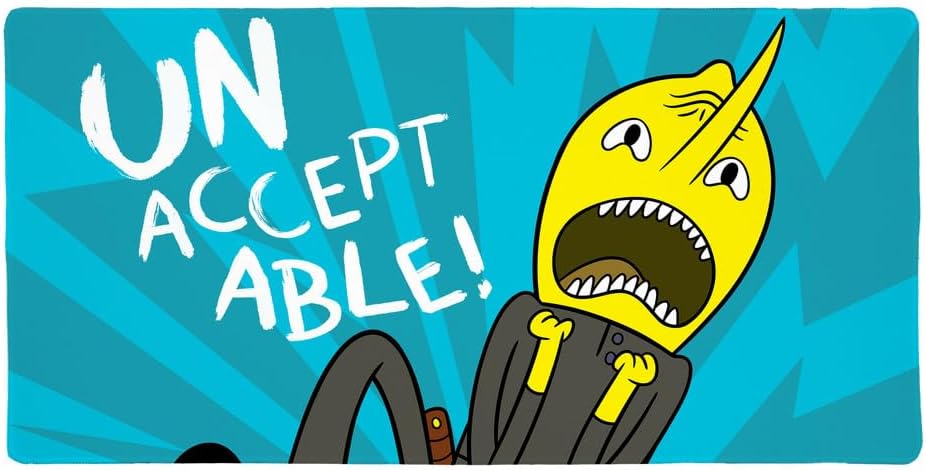 Adventure Time Lemongrab Unacceptable Large Gaming Mouse Pad Desk Mat with Stitched Edges, Non-Slip Base for Gamer, Home and Office, 31.5 x 15.7