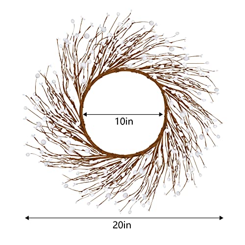 Hamore Valentine's Day Wreath White Berry Wreath Berry Vine Winter Wreaths Artificial Valentine's Day Wreaths For Front Door Home Indoor Outdoor Farmhouse Wall Window Valentine's Day Holiday Decor #TOP3