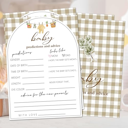 APIILVPQ Locally Grown Baby Shower Games, Baby Predictions and Advice Activity Cards for Party Decorations Favors, Farmer's Market Gender Reveal Party Game for 25 Guests - A02
