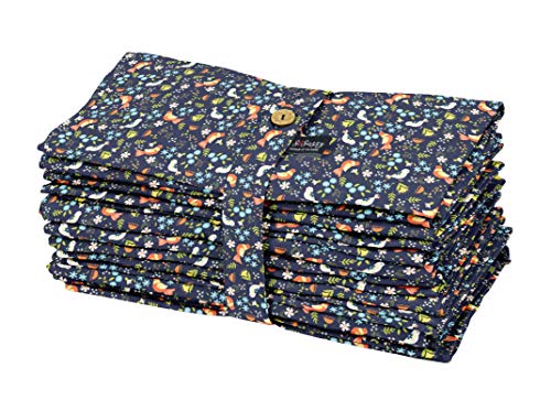 S4Sassy Azul Clipart Flex Algodón Anapkins Servilleta De Tela Impresa Caída Servilletas Decorativas 18 x 18 Pulgada - Paquete de 12 Cover