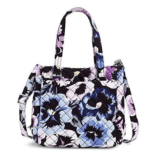 Vera Bradley Cotton Mini Multi-Compartment Crossbody Purse, Plum Pansies - Recycled Cotton, One size