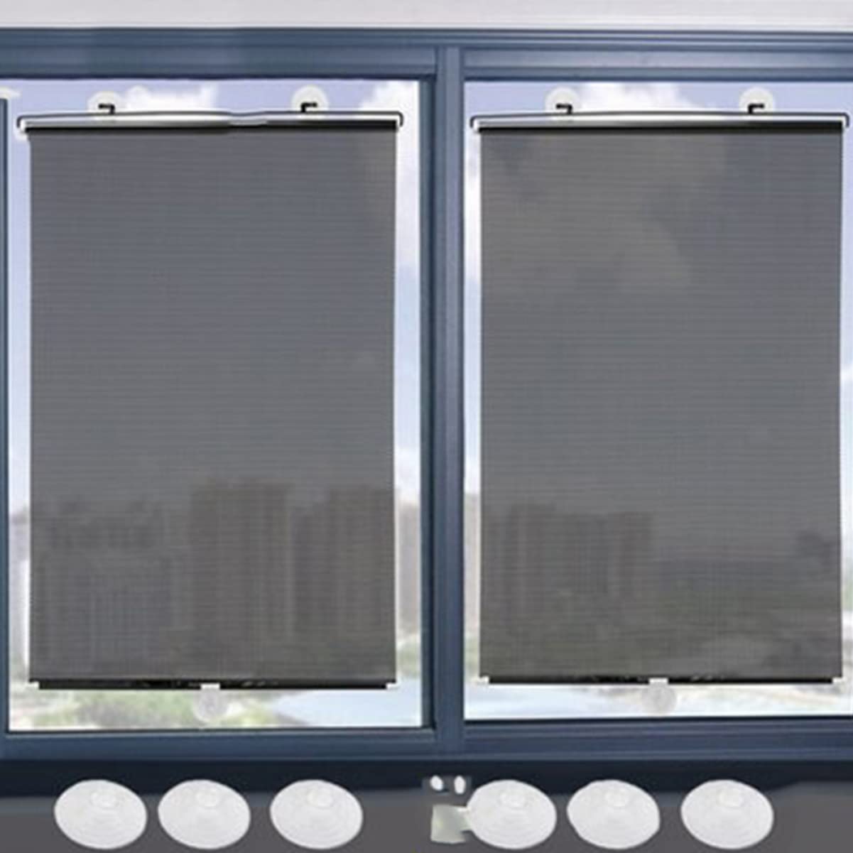 Parasole Auto Automatico Retrattile in Rete Nero Festa Estiva | Tendina Oscurante Auto, Protezione per Finestrino Laterale, Installazione Semplice, Due Ventose Incluse, Salvaspazio